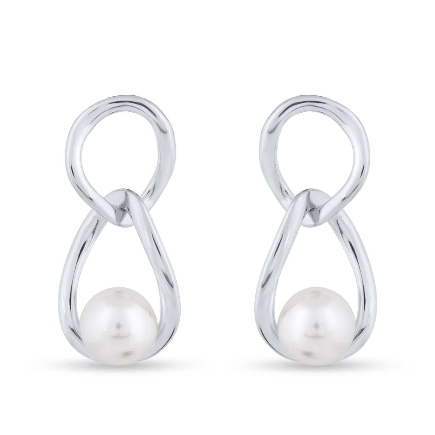 Infinity Pearl Loop Earrings