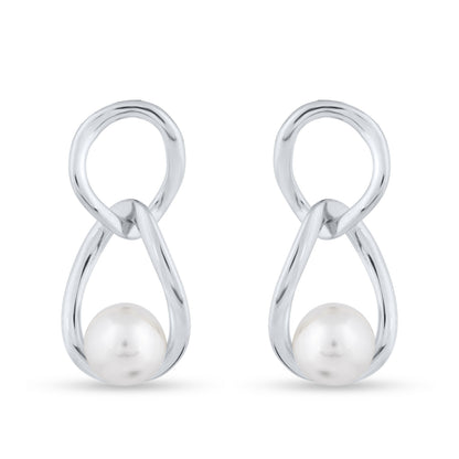 Infinity Pearl Loop Earrings