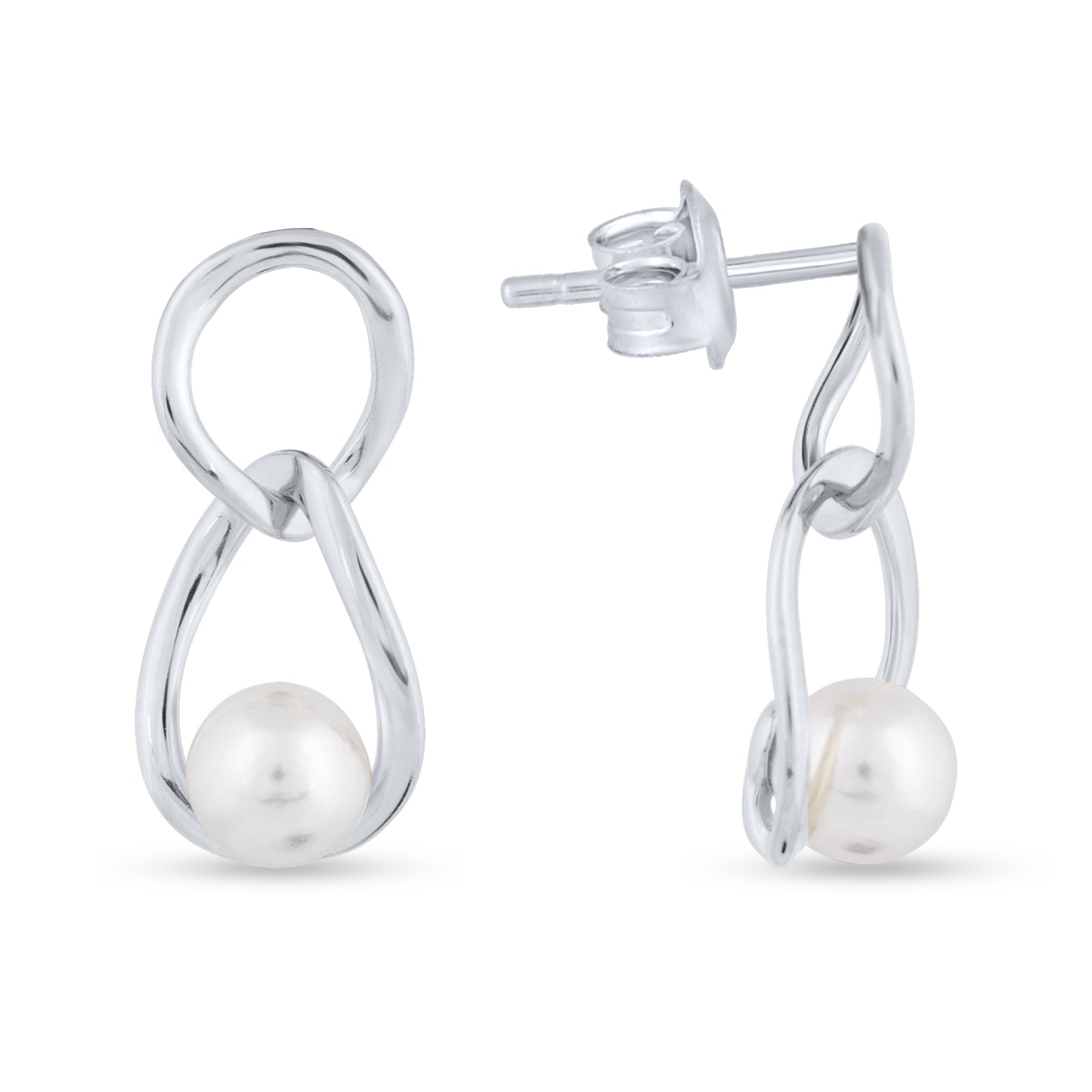 Infinity Pearl Loop Earrings
