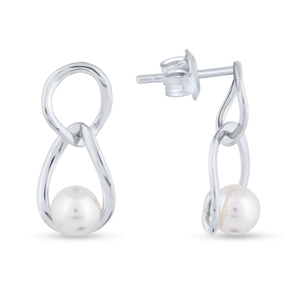 Infinity Pearl Loop Earrings