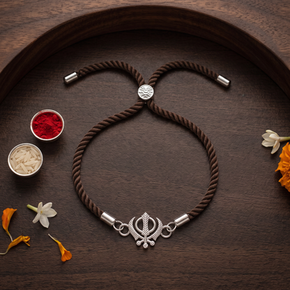 Khanda Veer Sterling Silver Rakhi Bracelet