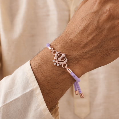 Khanda Veer Rose Gold Silver Rakhi