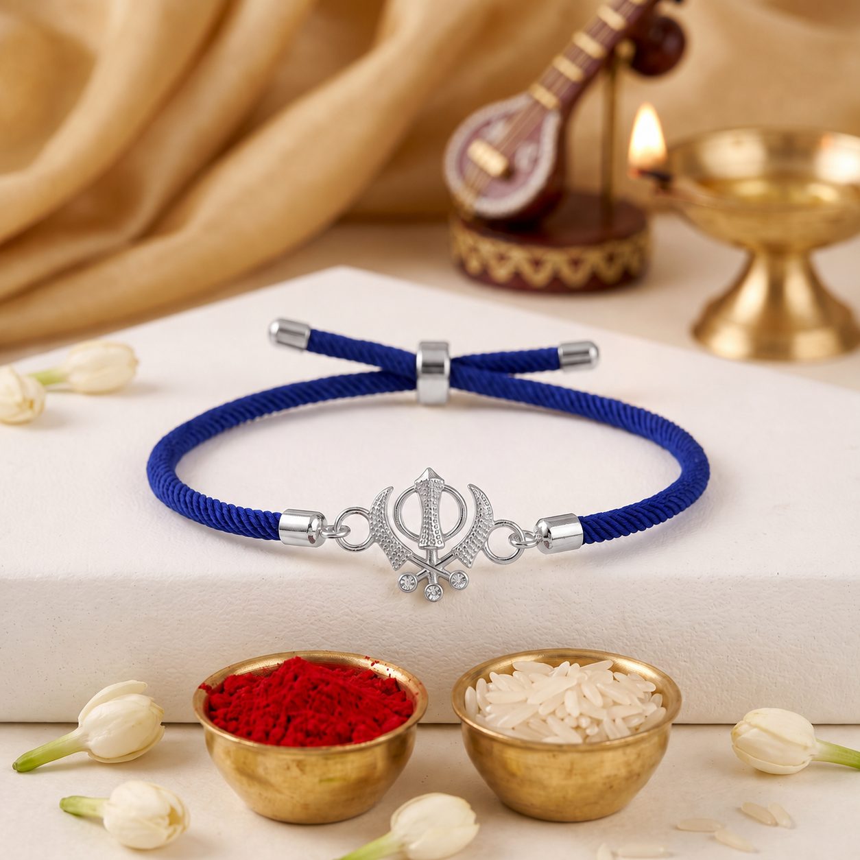 Khanda Veer Sterling Silver Rakhi