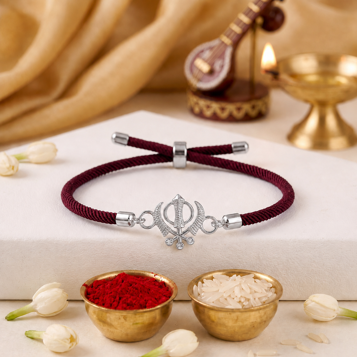 Khanda Veer Sterling Silver Rakhi