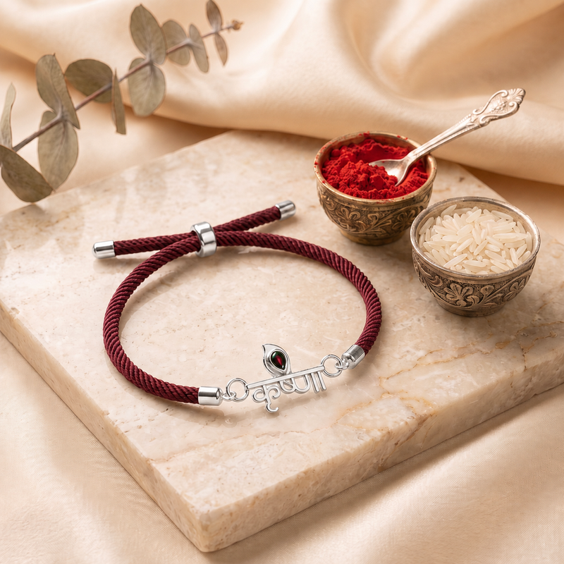 Krishna Divine Sterling Silver Rakhi