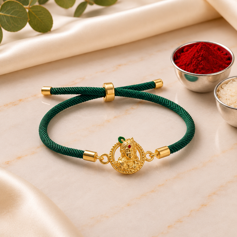 Krishna Kripa Gold-Plated Sterling Silver Bracelet Rakhi