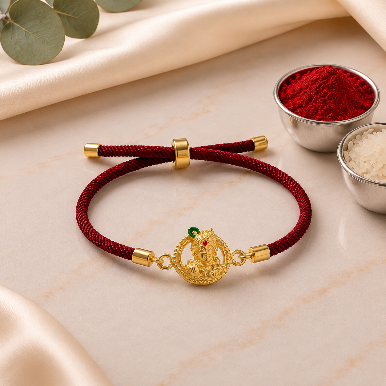 Krishna Kripa Gold-Plated Sterling Silver Bracelet Rakhi