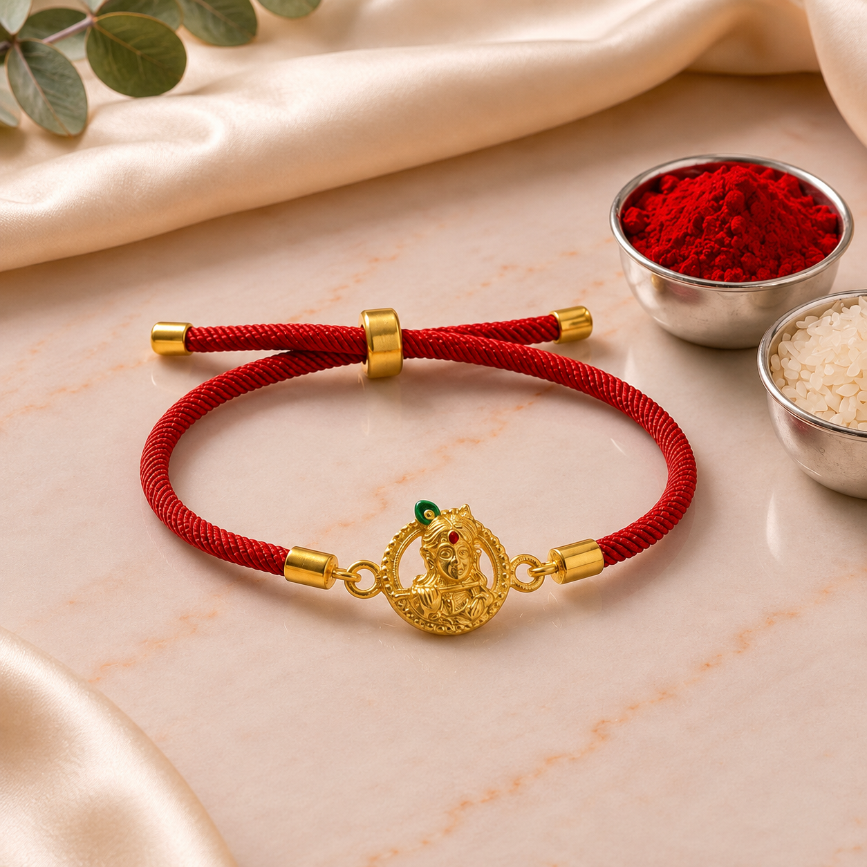 Krishna Kripa Gold-Plated Sterling Silver Bracelet Rakhi