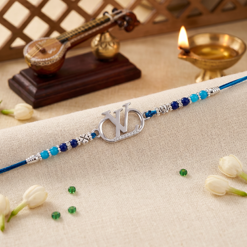LV Charm Silver Rakhi