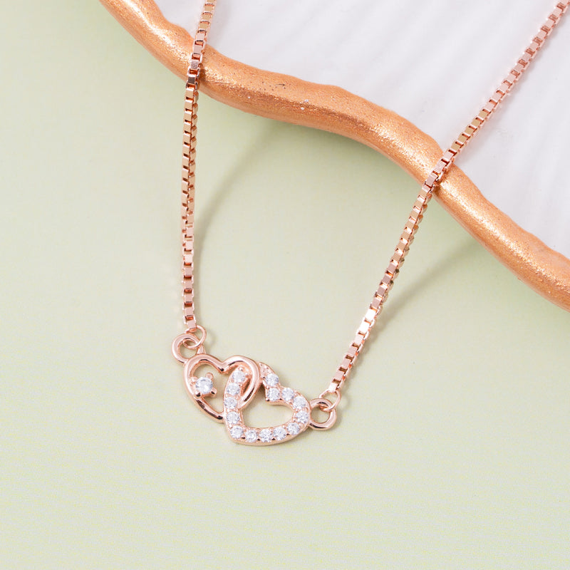 Linked Hearts Rose Pendant