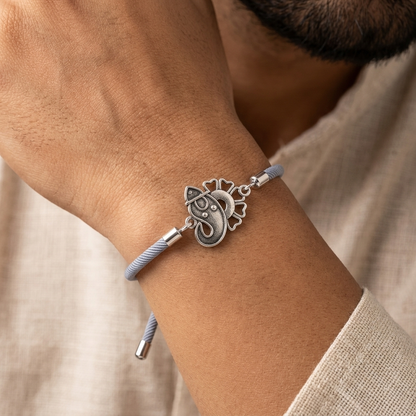 Lotus 92.5 Silver Ganesha Bracelet Rakhi