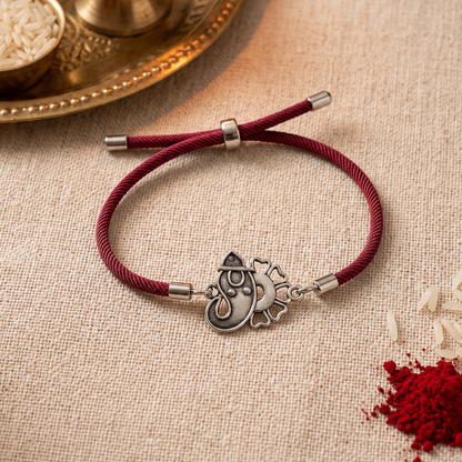 Lotus 92.5 Silver Ganesha Bracelet Rakhi