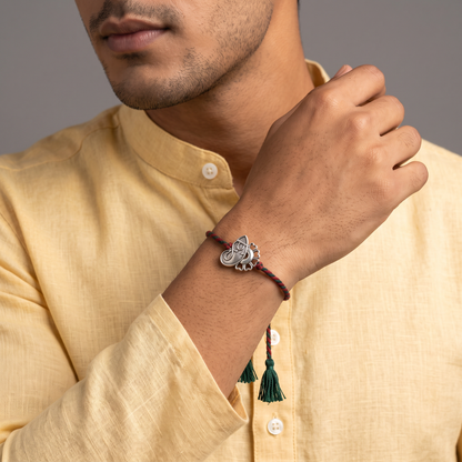 Lotus Silver Ganesha Rakhi