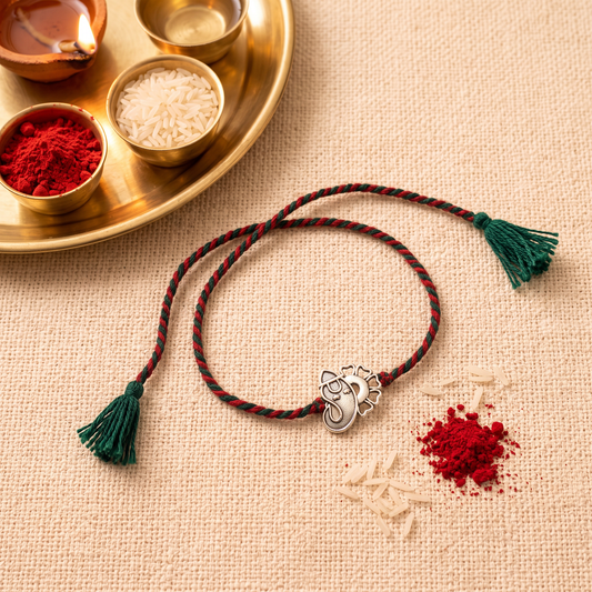 Lotus Silver Ganesha Rakhi