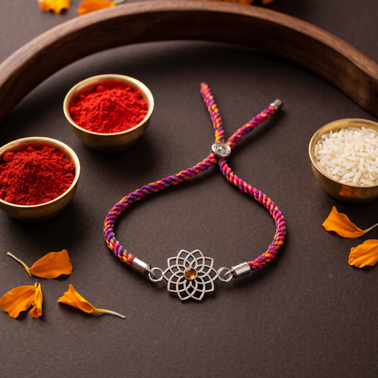 Mandala Bloom Sterling Silver Rakhi Bracelet