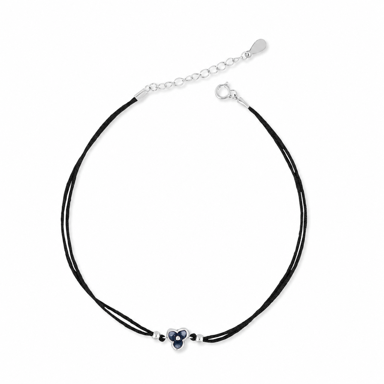 Midnight Bloom Silver Anklet