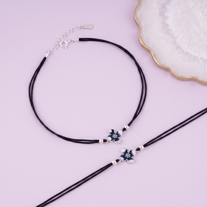 Midnight Bloom Sterling Silver Anklet