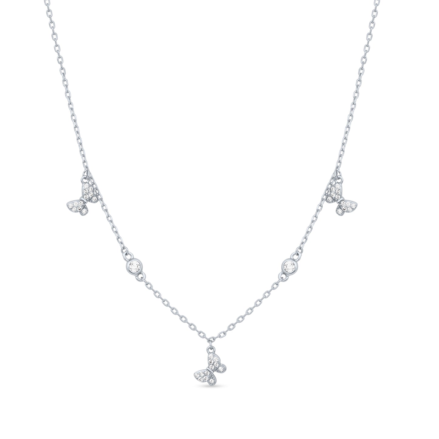 Silver Flutter Charm Necklace