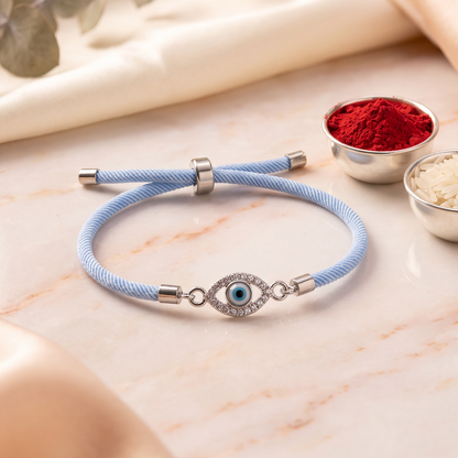 Nazar Shield 92.5 Sterling Silver Evil Eye Bracelet Rakhi