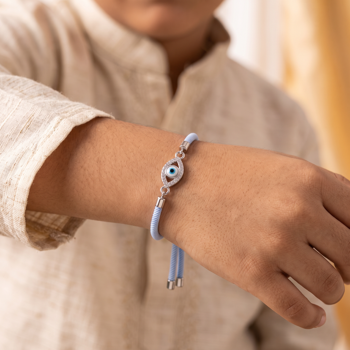 Nazar Shield 92.5 Sterling Silver Evil Eye Bracelet Rakhi