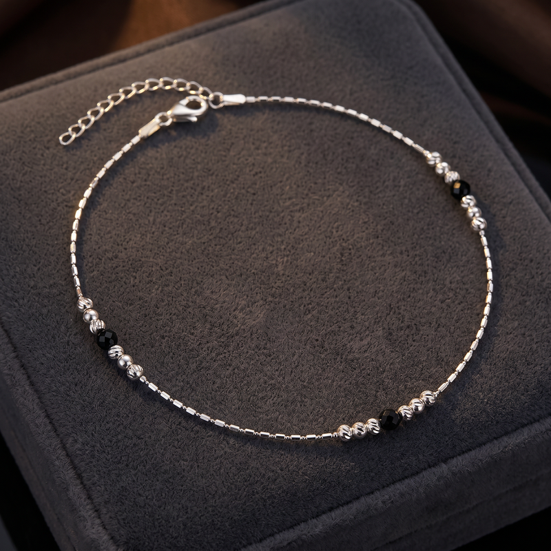 Noir Accent Silver Anklet