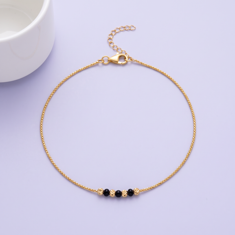 Noir Bead Gold Anklet