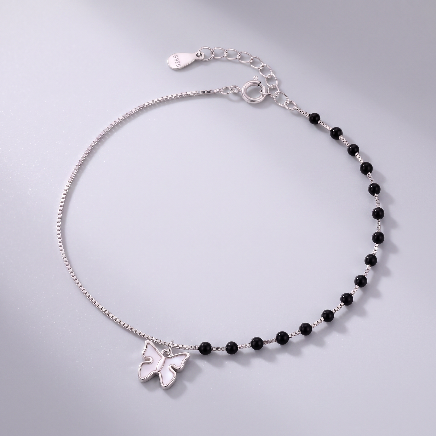 Noir Butterfly 92.5 Sterling Silver Anklet