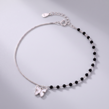 Noir Butterfly 92.5 Sterling Silver Anklet