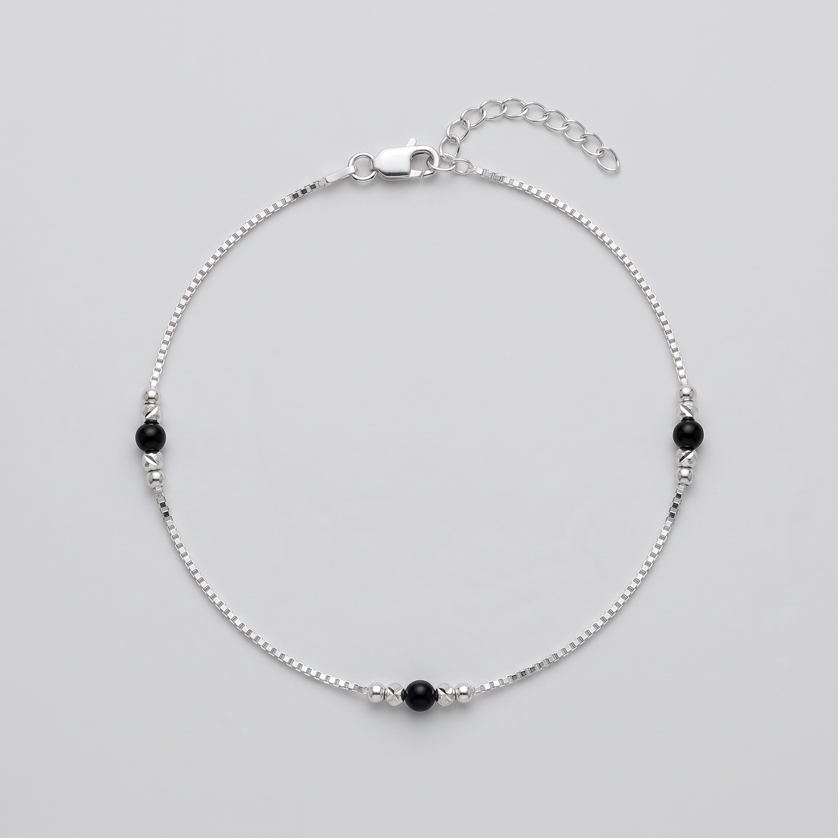 Noir Dot Silver Anklet