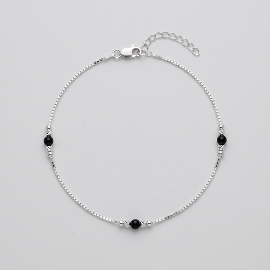 Noir Dot Silver Anklet
