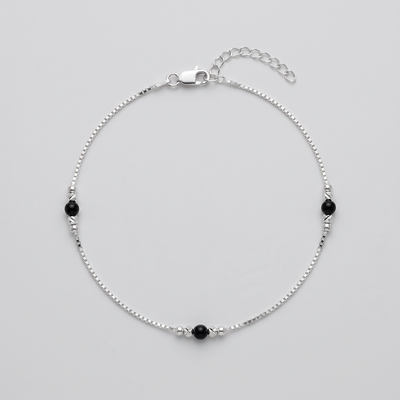 Noir Dot Silver Anklet