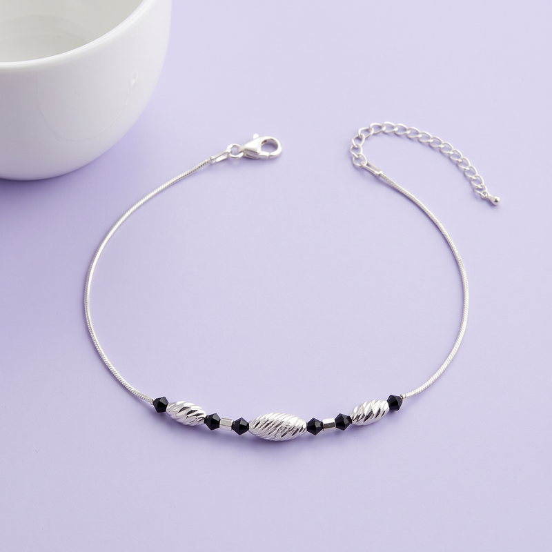 Noir Twist Bead Anklet