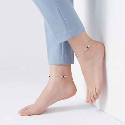 Noir Accent Silver Anklet