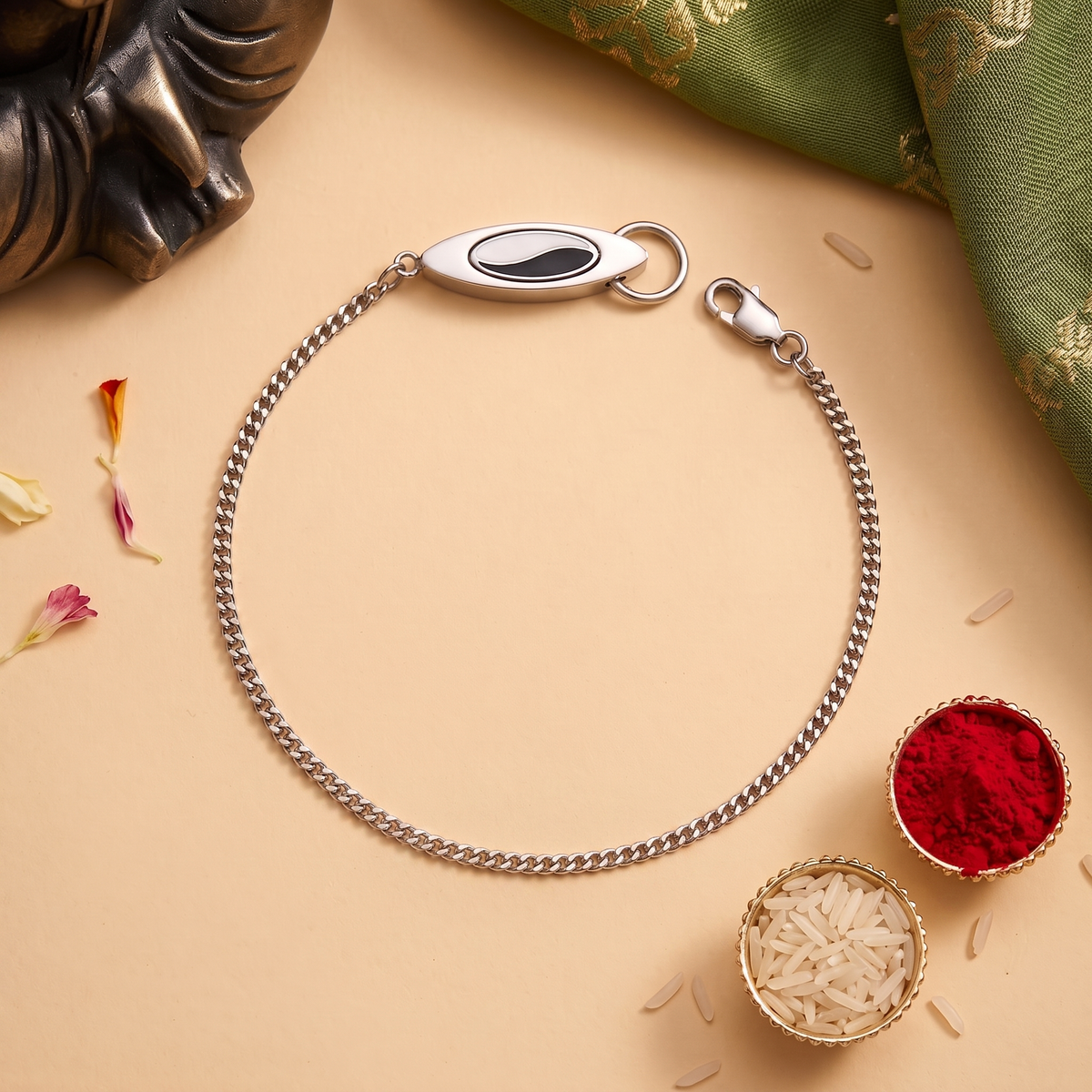 Noir Eye Sterling Silver Men’s Bracelet Rakhi