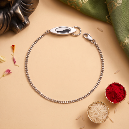 Noir Eye Sterling Silver Men’s Bracelet Rakhi