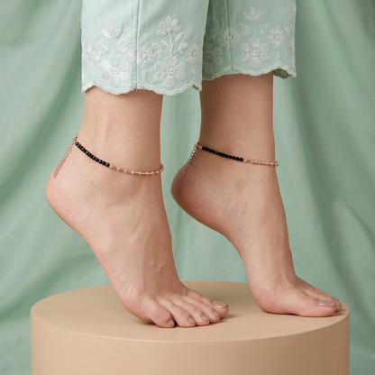 Noir Rose Bead Anklet