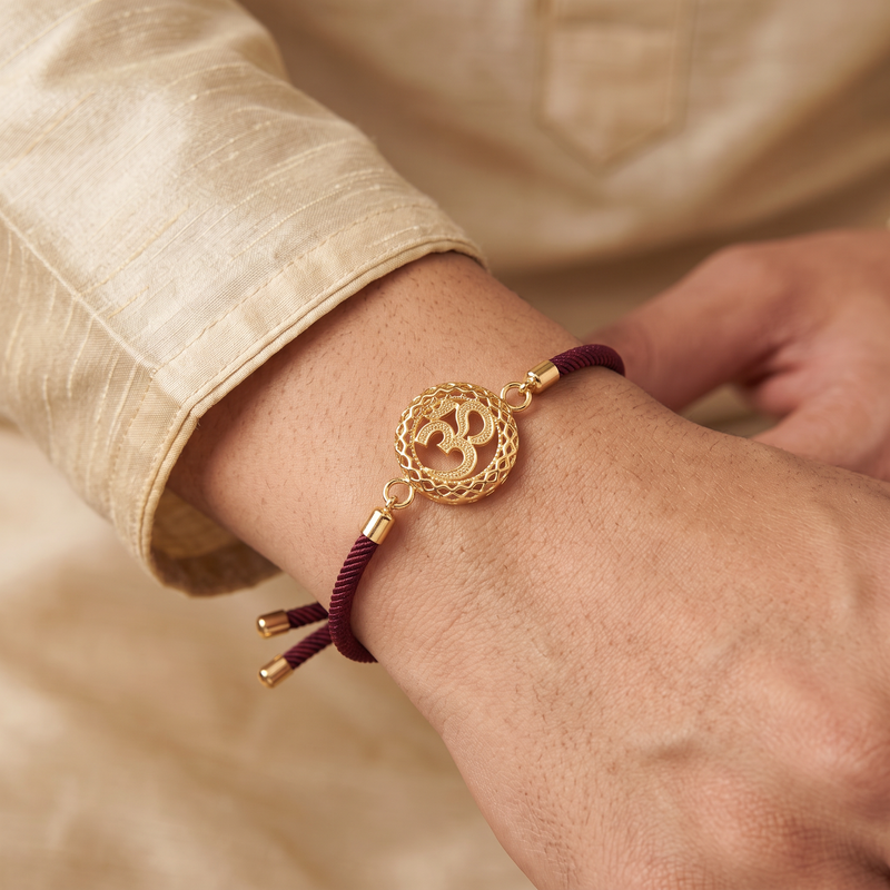 Om Divine Grace Silver Rakhi