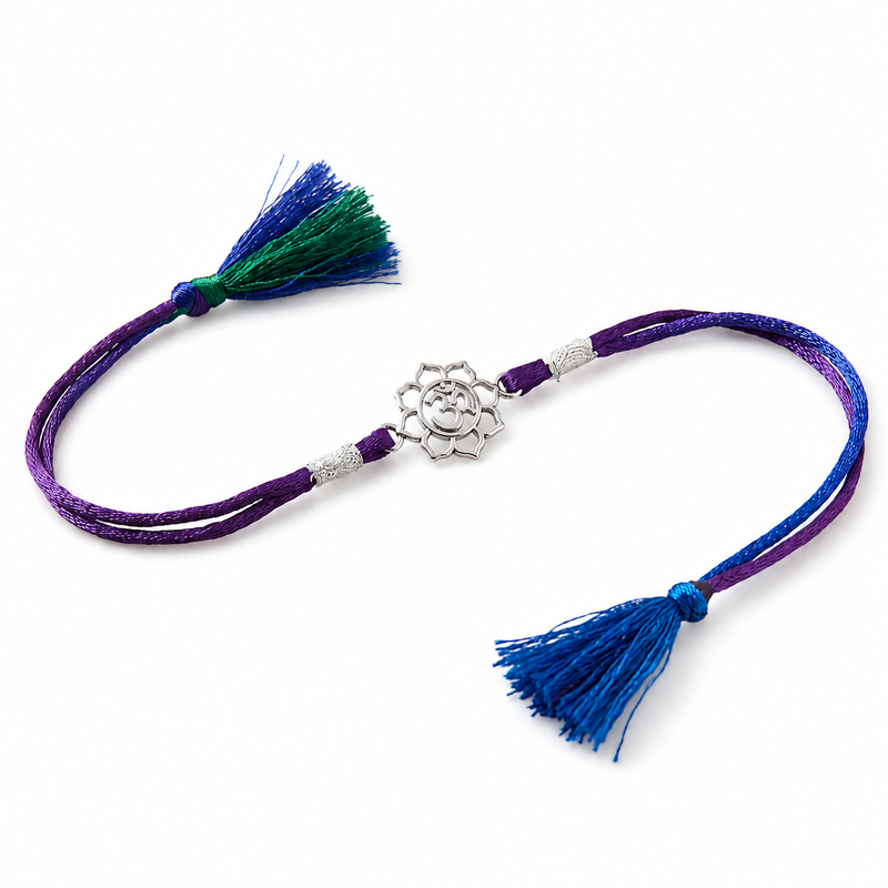 Om Lotus Sterling Silver Rakhi