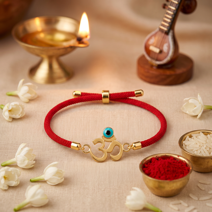 Om Nazar Suraksha Silver Rakhi