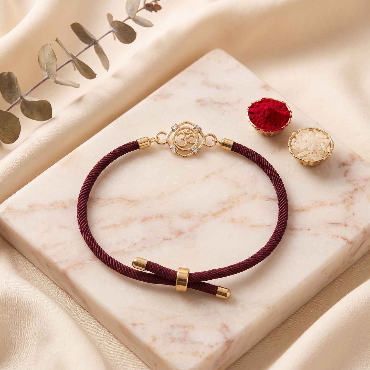 Om Radiance Silver Rakhi