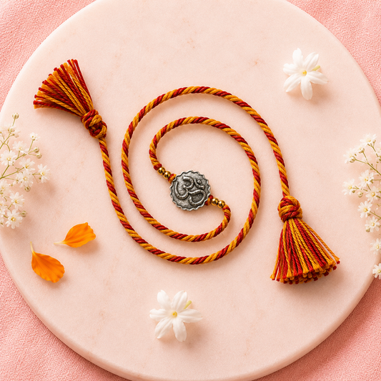 Om Blossom Silver Rakhi