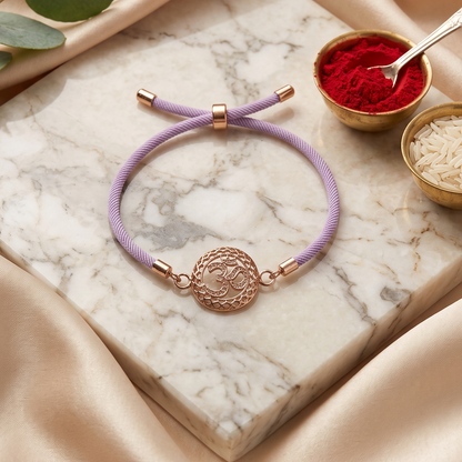 Om Divine Grace Rose Gold Silver Rakhi
