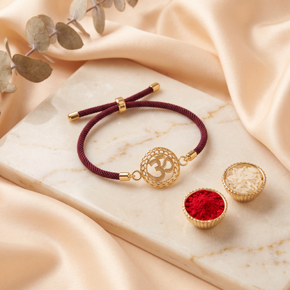 Om Divine Grace Silver Rakhi