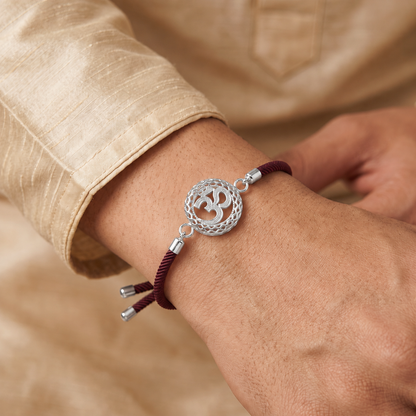 Om Divine Grace Sterling Silver Rakhi
