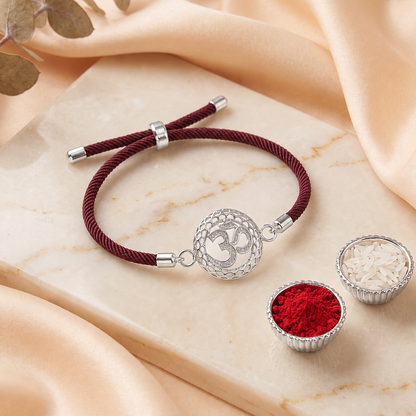 Om Divine Grace Sterling Silver Rakhi