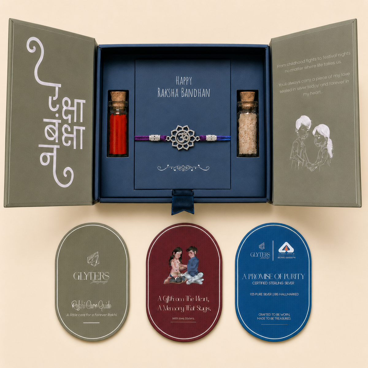 Om_Lotus_Sterling_Silver_Rakhi_Gift_Packing