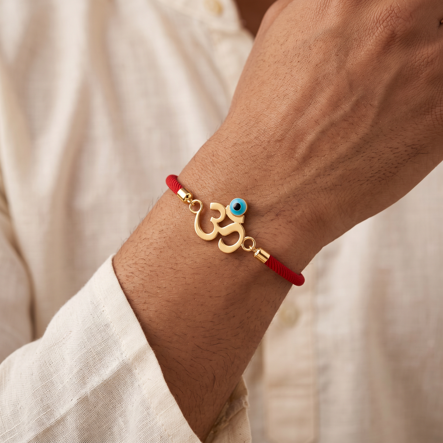 Om Nazar Suraksha Silver Rakhi