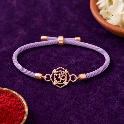 Om Radiance Rose Gold Silver Rakhi