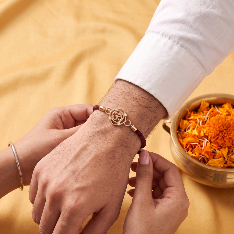 Om Radiance Silver Rakhi