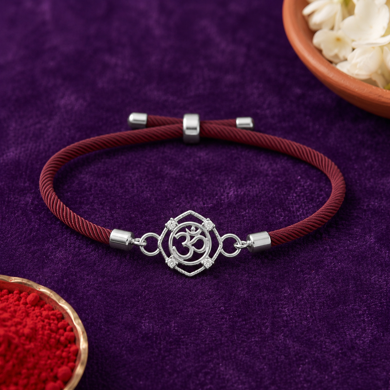 Om Radiance Silver Rakhi